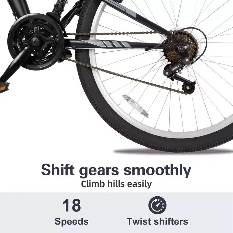 Bicicleta de montaña hykolity de 27.5 pulgadas MTB Ciclismo al aire libre 18 velocidades Bicicletas deportivas Todoterreno Suspensión total para adultos Hombres Unisex Negro