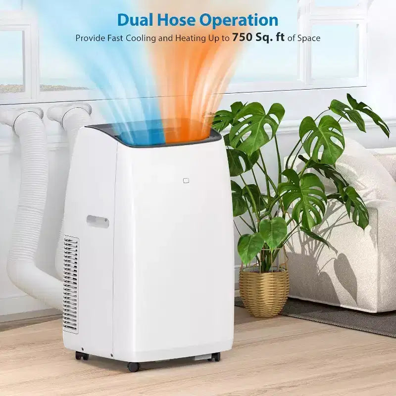 Acekool Aire acondicionado portátil y calentador de 14,000 BTU, aire acondicionado 4 en 1 con deshumidificador, ventilador, control remoto, temporizador, enfría y calienta hasta 70 m², kit de ventana