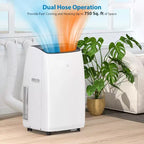 Acekool Aire acondicionado portátil y calentador de 14,000 BTU, aire acondicionado 4 en 1 con deshumidificador, ventilador, control remoto, temporizador, enfría y calienta hasta 70 m², kit de ventana