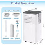 Aire acondicionado portátil Acekool de 8000 BTU, 3 en 1, aire acondicionado, deshumidificador y ventilador, enfría 32,5 m², modo silencioso para dormir, control remoto y kit para ventana