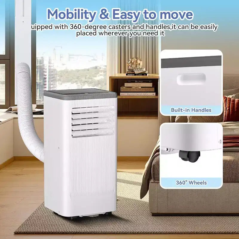 Acekool Aire acondicionado y calefactor portátil de 10,000 BTU, 3 en 1, bomba de calor, ventilador, deshumidificador, control remoto, temporizador de 24 horas, enfría 450 pies cuadrados, kit para ventana
