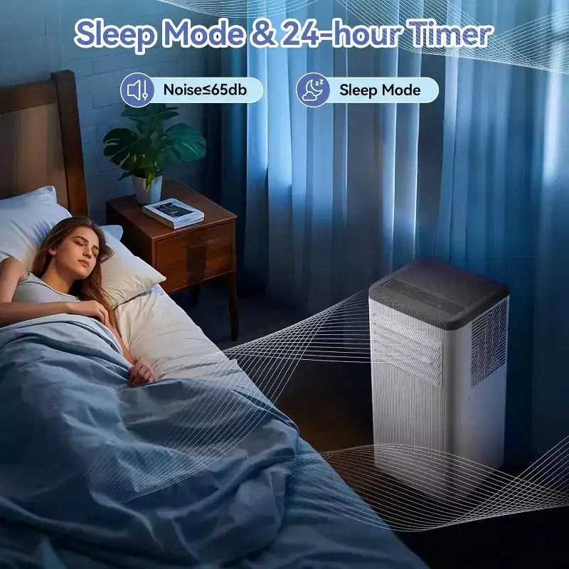 Acekool Aire acondicionado y calefactor portátil de 10,000 BTU, 3 en 1, bomba de calor, ventilador, deshumidificador, control remoto, temporizador de 24 horas, enfría 450 pies cuadrados, kit para ventana
