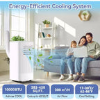 Acekool Aire acondicionado y calefactor portátil de 10,000 BTU, 3 en 1, bomba de calor, ventilador, deshumidificador, control remoto, temporizador de 24 horas, enfría 450 pies cuadrados, kit para ventana