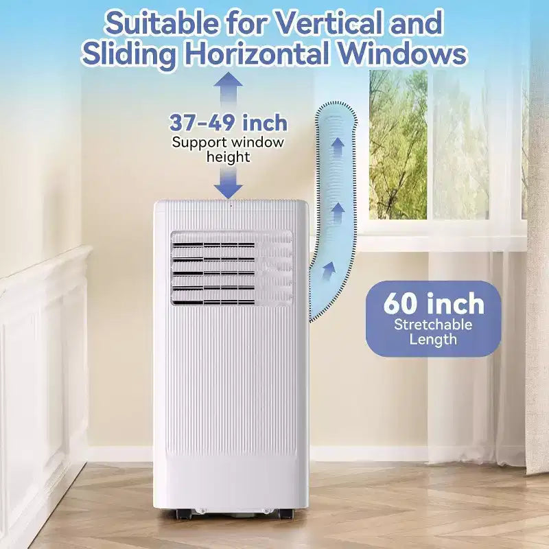 Acekool Aire Acondicionado Portátil de 10.000 BTU, 3 en 1 AC, Deshumidificador, Ventilador, Enfría 52 m², Control Remoto, Pantalla LED, Temporizador de 24H, Ruedas, Blanco