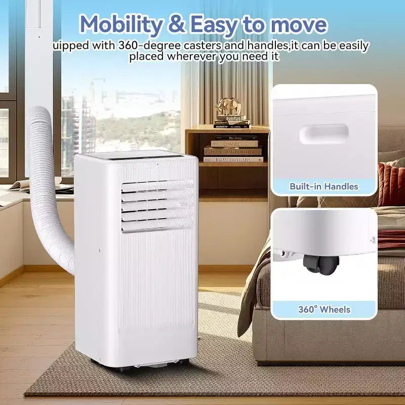 Acekool Aire Acondicionado Portátil de 10.000 BTU, 3 en 1 AC, Deshumidificador, Ventilador, Enfría 52 m², Control Remoto, Pantalla LED, Temporizador de 24H, Ruedas, Blanco
