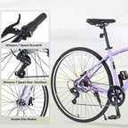 NAYSAYE Bicicleta Híbrida de Montaña de 7 Velocidades, Cuadro de Aluminio, Frenos de Disco Dobles, Bicicletas Para Adultos y Niños, 64.57*25.19*37.79