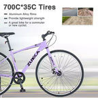 NAYSAYE Bicicleta Híbrida de Montaña de 7 Velocidades, Cuadro de Aluminio, Frenos de Disco Dobles, Bicicletas Para Adultos y Niños, 64.57*25.19*37.79