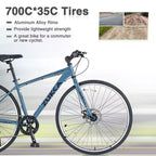 NAYSAYE Bicicleta Híbrida de Montaña de 7 Velocidades, Cuadro de Aluminio, Frenos de Disco Dobles, Bicicletas Para Adultos y Niños, 64.57*25.19*37.79