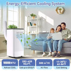 Acondicionador de aire portátil de 10000 BTU con ruedas, unidad de aire acondicionado portátil con control remoto, aire acondicionado interior para habitaciones de 560 pies cuadrados, modos de enfriamiento/ventilador/seco