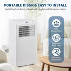 Acekool Aire Acondicionado Portátil de 8,000 BTU, Ventilador Deshumidificador de CA 4 en 1, para Habitaciones de hasta 32.5 m², Temporizador, Control Remoto, Fácil de Mover