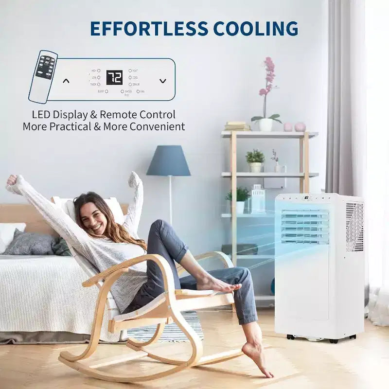 Acekool Aire Acondicionado Portátil de 8,000 BTU, Ventilador Deshumidificador de CA 4 en 1, para Habitaciones de hasta 32.5 m², Temporizador, Control Remoto, Fácil de Mover