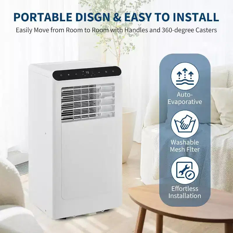 Acekool Aire Acondicionado Portátil de 8,000 BTU, Ventilador Deshumidificador de CA 4 en 1, para Habitaciones de hasta 32.5 m², Temporizador, Control Remoto, Fácil de Mover