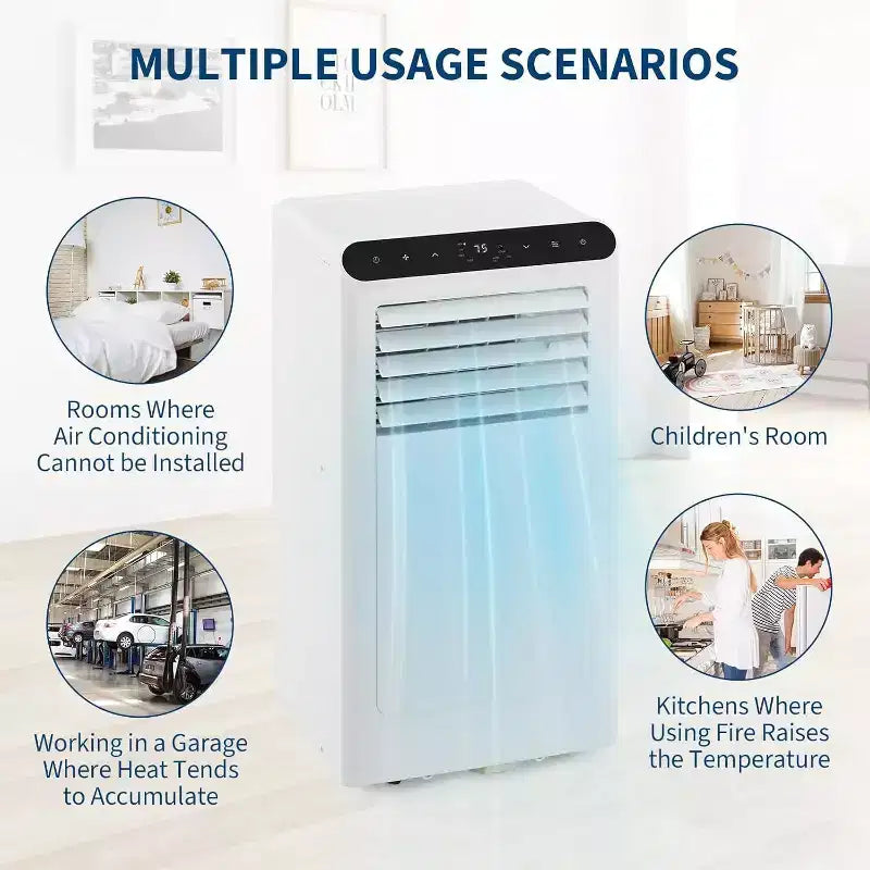Acekool Aire Acondicionado Portátil de 8,000 BTU, Ventilador Deshumidificador de CA 4 en 1, para Habitaciones de hasta 32.5 m², Temporizador, Control Remoto, Fácil de Mover