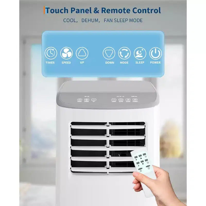 Acekool Aire Acondicionado Portátil de 8,000 BTU, Ventilador Deshumidificador de CA 4 en 1, Control Remoto, Temporizador, para Habitaciones de hasta 350 Pies Cuadrados, Kit para Ventana