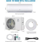 Acekool Mini Split AC y bomba de calor de 12.000 BTU, Inverter 21 SEER2, WiFi, sistema sin conductos con kit de instalación para habitaciones de hasta 70 m², 230V