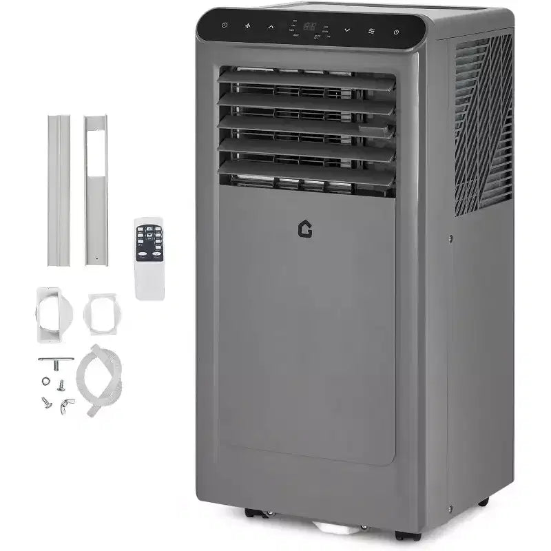 Acekool 8,000 BTU Portable Air Conditioner, 4-in-1 AC Dehumidifier Fan Sleep Mode, Remote, Timer, Window Kit, for Rooms up to 350 Sq. Ft, Grey