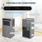 Acekool Aire Acondicionado Portátil de 8,000 BTU, 4 en 1, AC, Deshumidificador, Ventilador, Modo Sueño, Control Remoto, Temporizador, Kit para Ventana, para Habitaciones de hasta 32.5 m², Gris