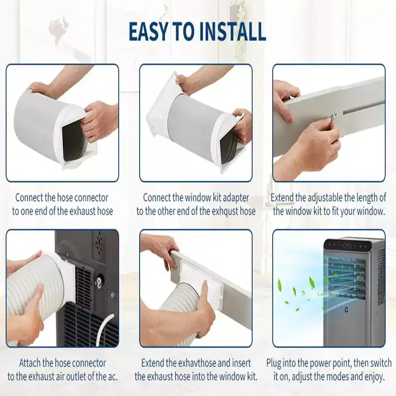 Acekool Aire Acondicionado Portátil de 8,000 BTU, 4 en 1, AC, Deshumidificador, Ventilador, Modo Sueño, Control Remoto, Temporizador, Kit para Ventana, para Habitaciones de hasta 32.5 m², Gris