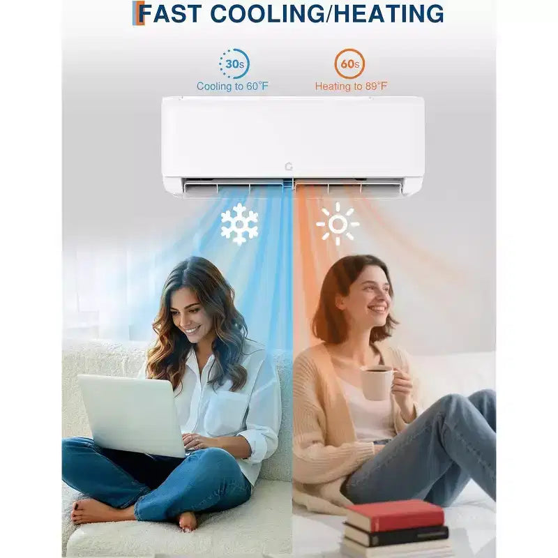 Acekool 18000 BTU Mini Split AC y Bomba de Calor, 19 SEER2 Inverter, WiFi, Sistema sin Conductos para Habitaciones de hasta 116 m², Kit de Instalación Incluido