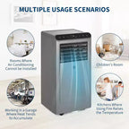 Acekool Aire Acondicionado Portátil de 10,000 BTU, 4 en 1 AC Deshumidificador Ventilador Modo Reposo, Control Remoto, Eficiencia Energética, para Habitaciones de hasta 450 Sq. Ft, Gris