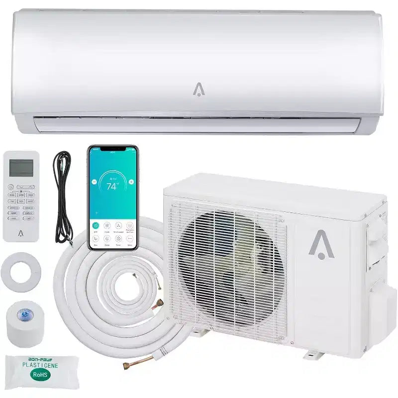 Acekool 9000 BTU Mini Split AC & Heat Pump, 19 SEER2 Inverter, WiFi & Alexa, Ductless System with Install Kit for Rooms up to 450 Sq Ft