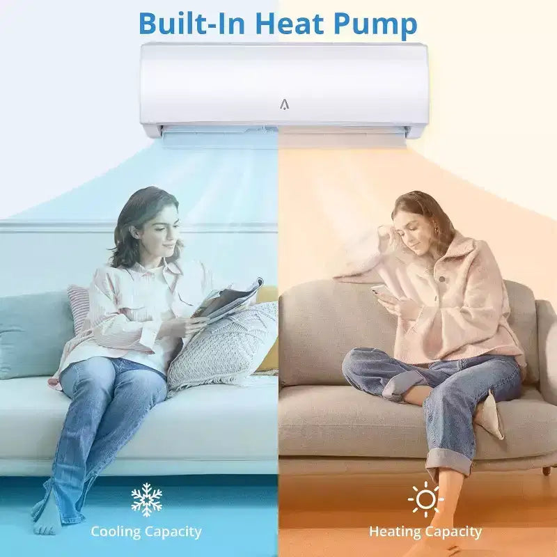 Acekool 9000 BTU Mini Split AC y bomba de calor, inverter 19 SEER2, WiFi y Alexa, sistema sin conductos con kit de instalación para habitaciones de hasta 450 pies cuadrados