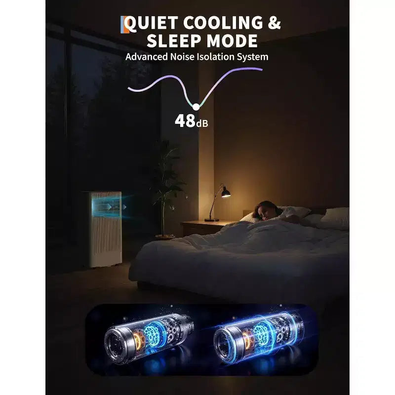 Acekool Aire Acondicionado Portátil de 10.000 BTU, 3 en 1 con Deshumidificador y Ventilador, Control Remoto, Temporizador, Kit para Ventana, para Habitaciones de hasta 450 Pies Cuadrados, Parte Superior Negra y Gris
