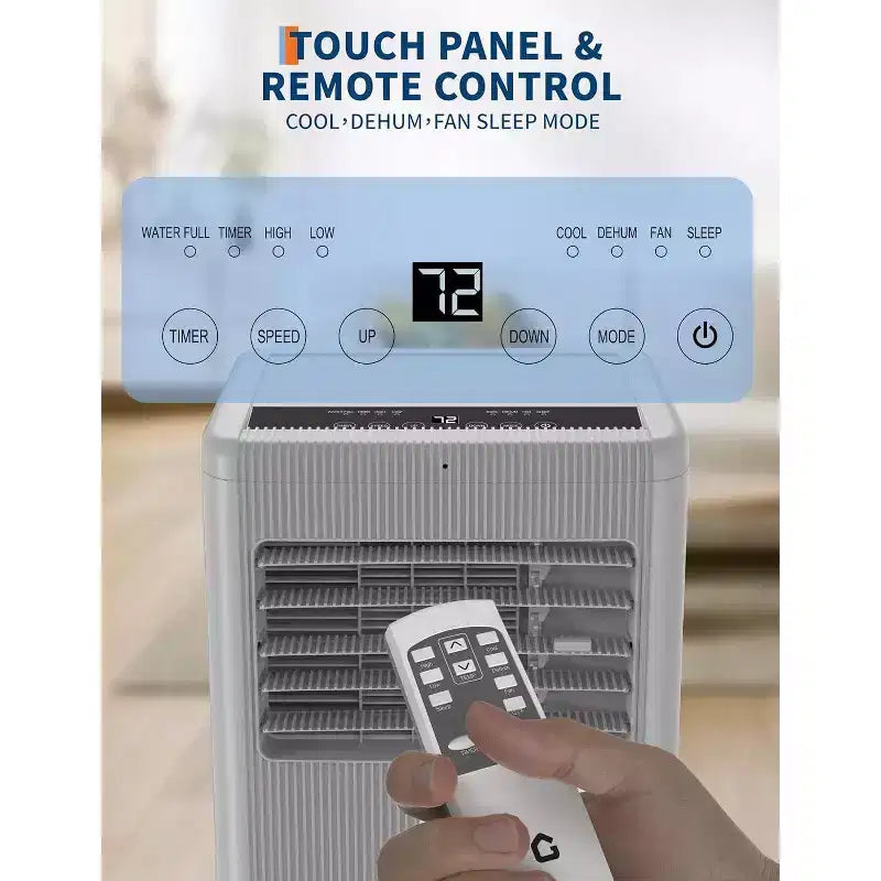 Acekool Aire Acondicionado Portátil de 10.000 BTU, 3 en 1 con Deshumidificador y Ventilador, Control Remoto, Temporizador, Kit para Ventana, para Habitaciones de hasta 450 Pies Cuadrados, Parte Superior Negra y Gris