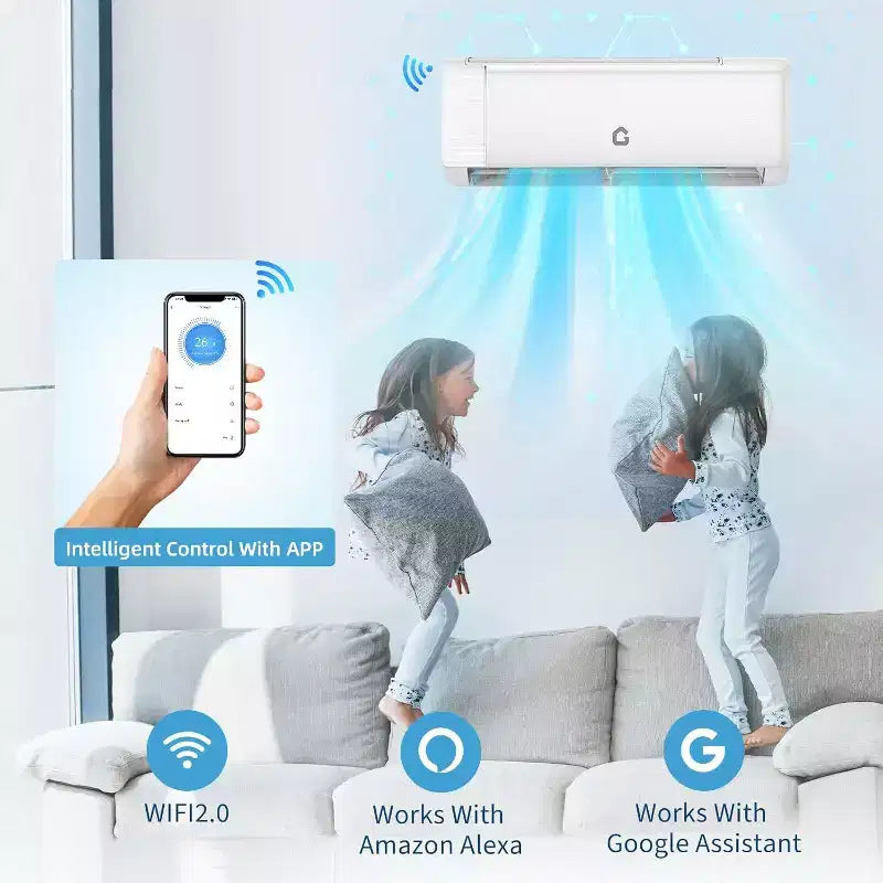 Acekool 24000 BTU Mini Split Aire Acondicionado y Bomba de Calor, Inverter 19 SEER2, Control Inteligente WiFi, Aire Acondicionado sin Ductos con Control Remoto para Habitaciones de hasta 139 m²