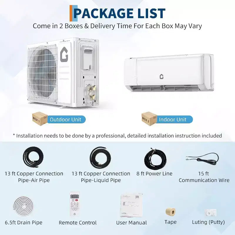 Acekool 24000 BTU Mini Split Aire Acondicionado y Bomba de Calor, Inverter 19 SEER2, Control Inteligente WiFi, Aire Acondicionado sin Ductos con Control Remoto para Habitaciones de hasta 139 m²