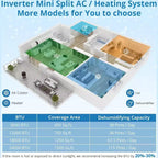 Acekool Aire Acondicionado y Calefactor Mini Split de 18000 BTU, 23 SEER2, Aire Acondicionado de Pared sin Ductos con Bomba de Calor, Inverter, WiFi, para Habitaciones de hasta 116 m²