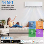 Acekool Aire Acondicionado y Calefactor Mini Split de 18000 BTU, 23 SEER2, Aire Acondicionado de Pared sin Ductos con Bomba de Calor, Inverter, WiFi, para Habitaciones de hasta 116 m²