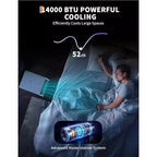 Acekool Aire Acondicionado Portátil de 14,000 BTU, 3 en 1, CA, Ventilador, Deshumidificador, para Habitaciones de hasta 65 m², Control Remoto, Temporizador, Modo Noche, Negro+Blanco