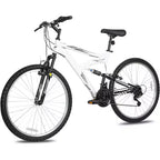 Bicicleta de montaña Hykolity de 26/27.5 pulgadas, para hombres y mujeres, de acero con suspensión total, 18 velocidades, sillín ajustable, frenos lineales, llantas de aleación