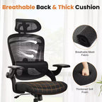 Silla de oficina Bestier con soporte lumbar y reposacabezas ajustables, cómoda silla de ordenador de malla con reposabrazos plegables suaves, silla gamer de altura regulable