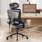 Silla de oficina Bestier con soporte lumbar y reposacabezas ajustables, cómoda silla de ordenador de malla con reposabrazos plegables suaves, silla gamer de altura regulable