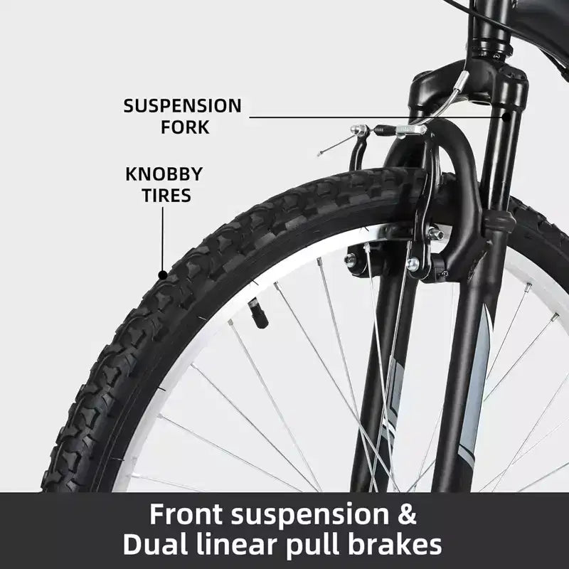 hykolity Bicicleta de Montaña MTB de 26 Pulgadas, 18 Velocidades, Ciclismo para Hombres y Mujeres Adultos, Bicicletas Deportivas Negras para Senderos al Aire Libre y Todoterreno, Doble Suspensión Completa