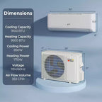 Aire acondicionado mini split Costway 9100BTU con wifi, 20.5 SEER2 115 V, con inversor, blanco/gris