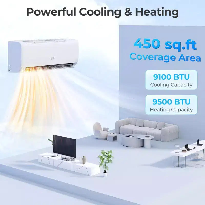 Aire acondicionado mini split Costway 9100BTU con wifi, 20.5 SEER2 115 V, con inversor, blanco/gris