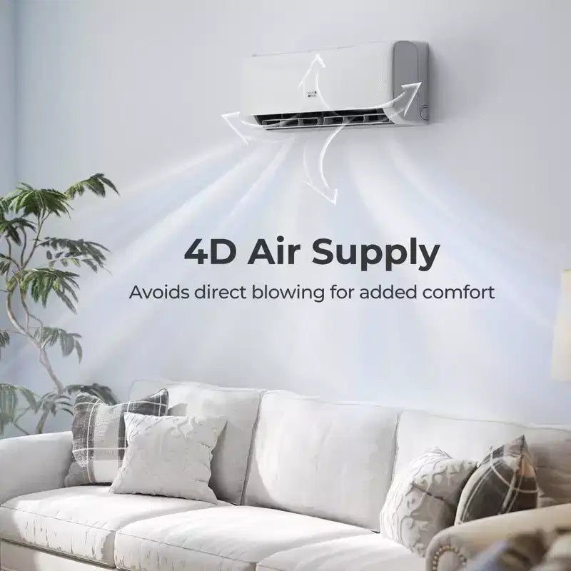Aire acondicionado mini split Costway 9100BTU con wifi, 20.5 SEER2 115 V, con inversor, blanco/gris