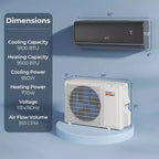 Aire acondicionado mini split Costway 9100BTU con wifi, 20.5 SEER2 115 V, con inversor, blanco/gris