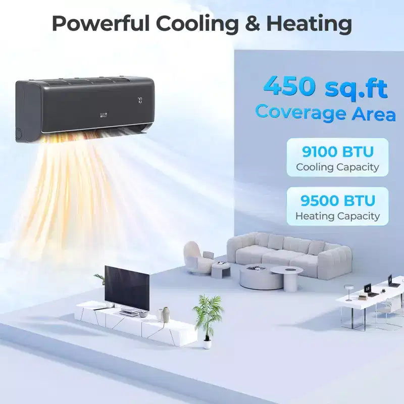 Aire acondicionado mini split Costway 9100BTU con wifi, 20.5 SEER2 115 V, con inversor, blanco/gris