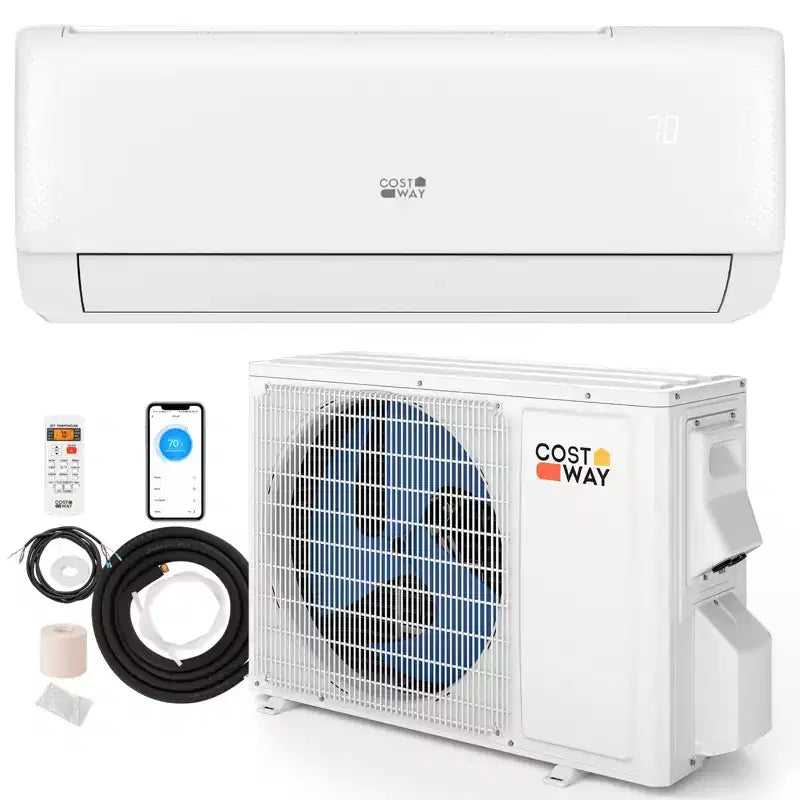 Aire acondicionado mini split Costway 9100BTU con wifi, 20.5 SEER2 115 V, con inversor, blanco/gris