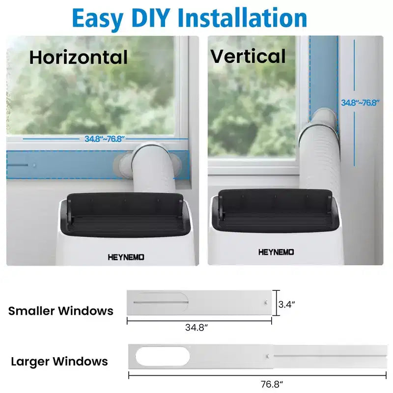 Aire acondicionado portátil Heynemo 3 en 1 de 14.000 BTU con calefacción, deshumidificador y ventilador, control inteligente por WiFi, aire acondicionado silencioso para dormitorio u oficina, color blanco