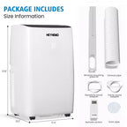 Aire acondicionado portátil Heynemo 3 en 1 de 14.000 BTU con calefacción, deshumidificador y ventilador, control inteligente por WiFi, aire acondicionado silencioso para dormitorio u oficina, color blanco
