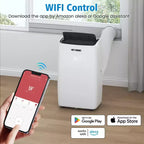 Aire acondicionado portátil Heynemo 3 en 1 de 14.000 BTU con calefacción, deshumidificador y ventilador, control inteligente por WiFi, aire acondicionado silencioso para dormitorio u oficina, color blanco
