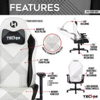 Silla de juegos Techni Sport RTA-TS68C-WHT Comfort Edge, blanca