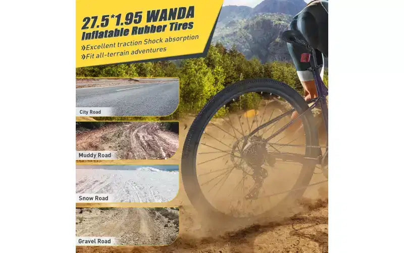 Bicicleta de montaña de 27.5 pulgadas y 8 velocidades, para hombres, mujeres, niños y niñas, suspensión delantera, cuadro de acero
