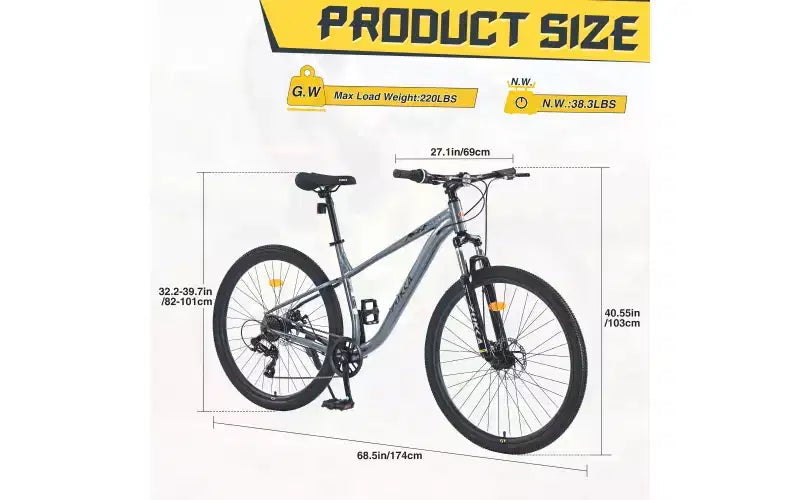 Bicicleta de montaña de 27.5 pulgadas y 8 velocidades, para hombres, mujeres, niños y niñas, suspensión delantera, cuadro de acero