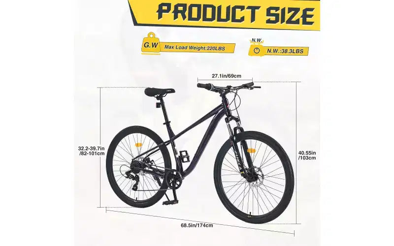 Bicicleta de montaña de 27.5 pulgadas y 8 velocidades, para hombres, mujeres, niños y niñas, suspensión delantera, cuadro de acero